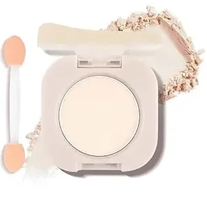 Moonlight White Eyeshadow With Brush, Single Matte Eye Shadow Palette, Soft Fine Bright Primer & Lightweight Ultra-Blendable Formula, Nude Eyeshadow Palette For Daily Natural Eye Makeup (#01)
