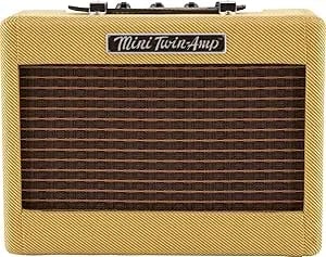 Fender Mini Deluxe Electric Guitar Amp, Portable Guitar Amp, 3 Watts, With 2-Year Warranty 7.48dx11.42wx3.54h Inches, Tweed