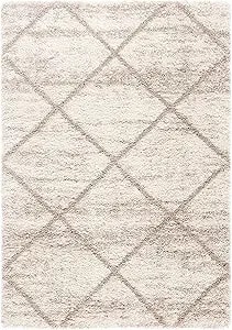 Safavieh Hudson Shag Collection Area Rug - 6' X 9', Multi Ivory & Beige, Modern Trellis Design, Non-Shedding & Easy Care, 2-Inch Thick Ideal For High Traffic Areas In Living Room, Bedroom (sgh281h)