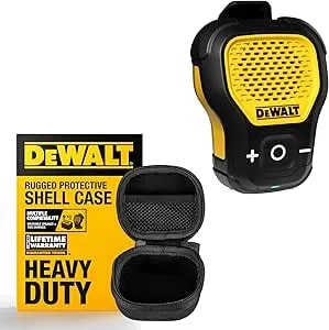 Dewalt Wearable Bluetooth Speaker & Heavy-Duty Protective Case Bundle, Water-Resistant, Clip-On Wireless Speaker W/Mic + Eva Hard Shell Travel Case For Tws Earbuds