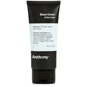 Anthony Shaving Cream Mens Sensitive Skin: Squalane, Eucalyptus, Spearmint And Rosemary Extracts, Help Soothe, Refresh, Cool, And Condition Your Skin For Shave 3 Fl Oz