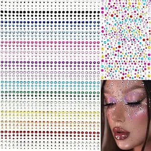 1575 Pieces Eye Face Gems Self-Adhesive Rhinestone Stickers For Makeup, Rainbow Glitters Jewels Face Stickers, For Diy Nail Body Accessories