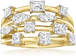 Ross-Simons 1.10 Ct. T.W. Cz Multi-Row Ring In 18kt Gold Over Sterling