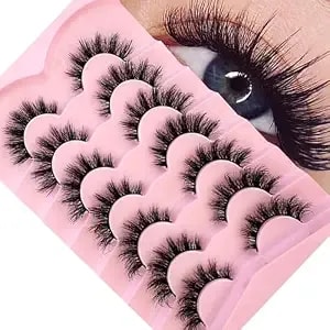 7 Pairs Of 5d Faux Mink Eyelashes - Wispy, Natural Fluffy Cat Eye Lashes With Voluminous Look - Ideal For Daily And Party Makeup (7pairs-wz38)