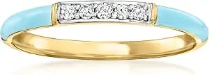Ross-Simons Pastel Blue Enamel Ring With Diamonds In 18kt Gold Over Sterling
