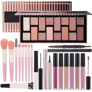 Teen Makeup Kit For Girl Include Eyeshadow Palette,Eyeliner,Makeup Brush Set,Lipgloss Set,Mascara, Eyebrow Pencil Make Up Set Gift For Women Full Kit