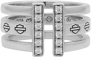Harley-Davidson Women'S Bling Bar & Shield Split Ring, Sterling Silver hdr0428