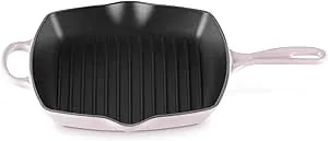 Le Creuset Enameled Cast Iron Signature Square Skillet Grill, 10.25", Shallot