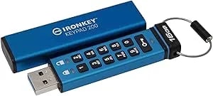 Kingston Ironkey Keypad 200 16gb Encrypted Usb - Alphanumeric Keypad - Multi-Pin Access - Xts-Aes 256-Bit - Fips 140-3 Level 3 Certified - Brute Force & Badusb Protection - ikkp200/16gb,Blue