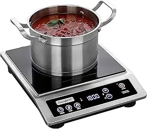 Changbert Induction Cooktop, Commercial Grade Portable Cooker, Large 8” Heating Coil, Premium Stainless Steel Countertop Burner With Nsf Certified, 10 Hours Timer Powerful 1800w Professional Hot Plate