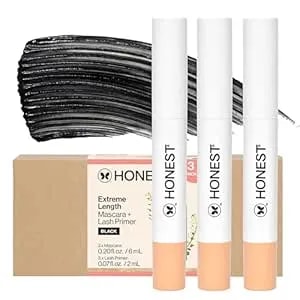 Honest Beauty 2-In-1 Extreme Length Mascara, Lash Primer, 3-Pack, Cruelty-Free, Safe For Sensitive Eyes, 0.27 Fl Oz Each (Pack Of 3)