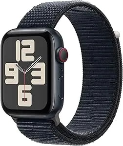 Apple Watch Se (2nd Gen) [Gps + Cellular, 44mm] - Midnight Aluminum Case With Midnight Sport Loop Band, M/L (Renewed)