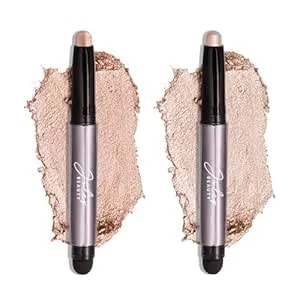 Julep Eyeshadow 101 CrèMe-To-Powder Waterproof Eyeshadow Stick Duo – Long-Lasting, Crease-Proof, Easy Apply With Built-In Smudger - Champagne Shimmer And Pearl Shimmer