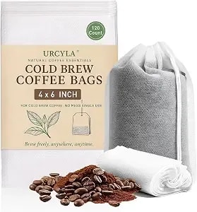Cold Brew Bags, 120 Count Brew Coffee Filter Bags, 4x6 Inch - Disposable Fine Mesh Drawstring Pouches, Fits Mason Jars & French Press, Ideal For Cold Brew, Coffee, Tea, Herbs & Spices