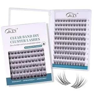 Gaqqi Lash Clusters Wispy & Natural Eyelash Clusters Clear Band, 10-14mm Cluster Lashes 120pcs, Cluster Eyelash Extensions C Curve, Cluster Lashes Ultra-Thin & Soft Invisivle Band (Feather)