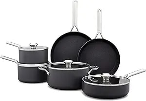 Oxo Professional 10 Piece Cookware Pots And Pans Set, Hard Anodized Ceramic Nonstick Pfas-Free,Stainless Steel Handles,Induction,Skillets,Saute,Diamond Reinforced Coating,Dishwasher & Oven Safe,Black
