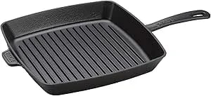 Staub Cast Iron 12-Inch Square Grill Pan - Matte Black, Made In France