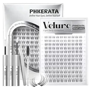 Phkerata Velure Lash Clusters Kit Natural Eyelash Clusters Wispy Lash Extension Kit Invisible Clear Band Lashes Diy Cluster Eyelash Extensions With Bond And Seal Tweezers, 8-16mm, 120pcs