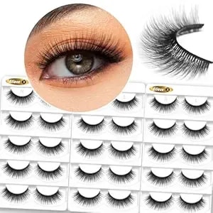 Eliace False Eyelashes Natural Look Cat Eye Lashes Wispy Strips,15 Pairs, 3d Mink Lashes Volume Fluffy,Fake Eyelashes Thin Soft Band Comfortable Cross Wispy Lash Reusable, Anne Style