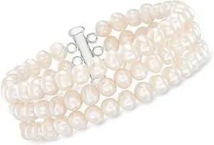 Ross-Simons 5-6mm Cultured Pearl 3-Strand Bracelet With Sterling Silver