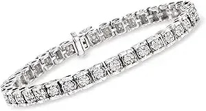Ross-Simons 2.00 Ct. T.W. Diamond Cluster Tennis Bracelet In Sterling Silver