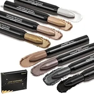Evanora 8color Eyeshadow Stick Set Matte Shimmer Eye Shadow Pencil Makeup Kit Silky Smooth, Waterproof, Transfer-Proof, All-Day Wear Matte & Shimmer Eye Makeup