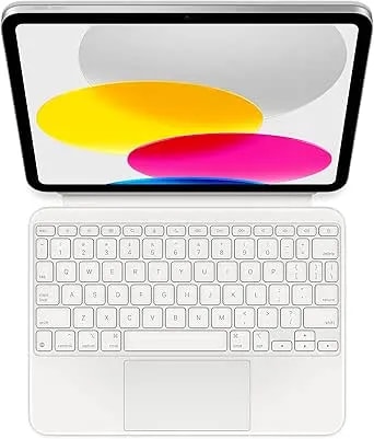 Apple Magic Keyboard Folio: Ipad Keyboard And Case For Ipad (A16 And 10th Generation), Detachable Two-Piece Design That Attaches Magnetically, Built-In Trackpad, US English – White
