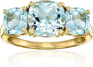 Ross-Simons 4.80 Ct. T.W. Sky Blue Topaz 3-Stone Ring In 18kt Gold Over Sterling