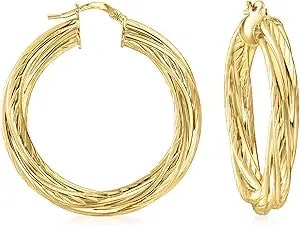 Ross-Simons Italian 14kt Yellow Gold-Plated Twisted Hoop Earrings