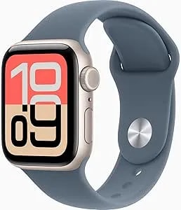 Apple Watch SE 3 [GPS + Cellular, 40mm] Starlight Aluminum Case With Anchor Blue Sport Band, S/M (Renewed)