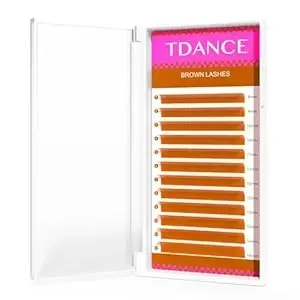 Tdance Brown Lash Extensions Colored Lash Extensions 0.03/0.05/0.07mm C/D Curl Premium Brown Eyelash Extensions Salon Use (Light Brown,0.07-C,8-15mm)