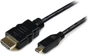 Startech.Com 3ft Micro HDMI To HDMI Cable With Ethernet - 4K 30Hz Video - Durable High Speed Micro HDMI Type-D To HDMI 1.4 Adapter Cable/Converter Cord - UHD HDMI Monitors/Tvs/Displays (HDMIADMM3)