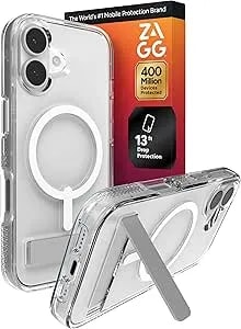 Zagg Crystal Palace Case With Kickstand For Iphone 17 - Clear, Drop Protection (13ft/4m), Magsafe Charging Compatible, Clearguard Anti-Yellowing Technology, Scratch Resistant Phone Case
