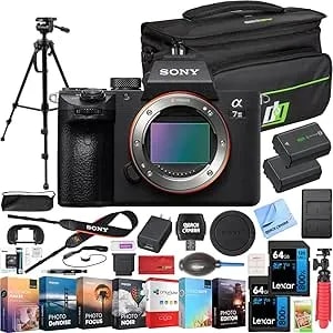 Sony a7 Iii Full Frame Mirrorless Interchangeable Lens 4k Hdr Camera - Official Sony Usa Partner Model - Ilce-7m3 Body Bundle With Deco Gear Travel Bag, 2x 64gb Memory Cards, Software & Accessories