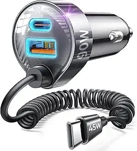 Lisen 90w For Iphone 17 16 15 Pro Max Car Charger Usb C Fast Charge - Super Fast For Iphone 17e 16e Cigarette Lighter Usb C Adapter For Iphone 17 Pro Max,Samsung Galaxy s26 Ultra, Car Accessories