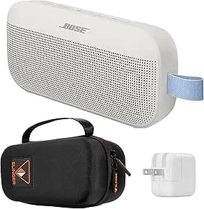 Bose New Soundlink Flex Portable Bluetooth Speaker (2nd Gen), Outdoor Speaker With Hi-Fi Audio, Up To 12 Hours Battery, Waterproof And Dustproof, + Slinger Hard Travel Case & Usb Plug (Fog Gray)