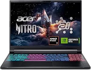 Acer Nitro V 16s Ai Gaming Laptop - Amd Ryzen 7 260 Processor - Nvidia Geforce Rtx 5060 Laptop Gpu (572 Ai Tops) - 16" Wuxga Ips 180hz Display - 32gb ddr5 - 1tb Gen 4 Ssd - Wi-Fi 6 - anv16s-41-r2aj