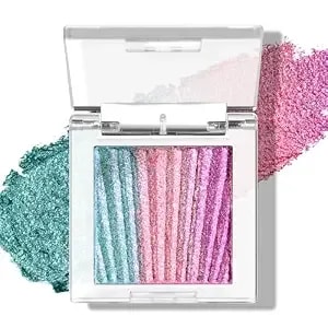 Chameleon Eyeshadow Half Magic, Blue Pink Glitter Chameleon Eyeshadow, Rainbow Eyeshadow Palette Fairy Makeup, Face Highlighter#02