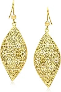 Ross-Simons Italian 18kt Gold Over Sterling Twisted Floral Drop Earrings