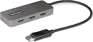 Startech.Com 3-Port MST Hub - Displayport To 3X HDMI, Triple 4K 60Hz Monitors, DP 1.4 Multi-Monitor Video Adapter, 1ft (30cm) Built-In Cable, USB Powered, Windows Only (MST14DP123HD)