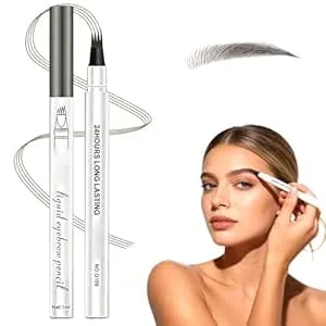 Microblading Eyebrow Pen, 2026 New 4-Tip 3d Eyebrow Pencil, Waterproof Long-Lasting Fine Stroke Contouring Pen, Natural Microblading Brow Pen For Daily Makeup (Light Brown)