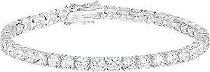 Amazon Essentials Plated Sterling Silver Round Cut Cubic Zirconia Tennis Bracelet