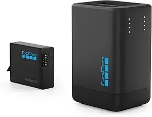 Gopro Dual Battery Charger + Enduro 2 Battery (Mission 1 Series + hero13 Black) - Official Gopro Accessory