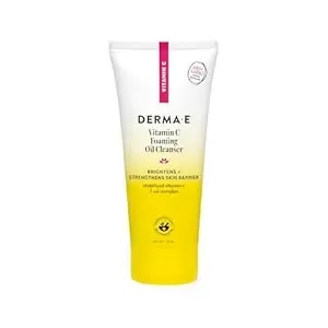 Derma E Vitamin C Foaming Oil Cleanser, 6 Fl Oz, 2-In-1 Oil-To-Foam Face Wash, Makeup Remover, Stabilized Vitamin C & Niacinamide To Help Brighten, Nourish & Strengthen Skin Barrier, Gentle Skin Care
