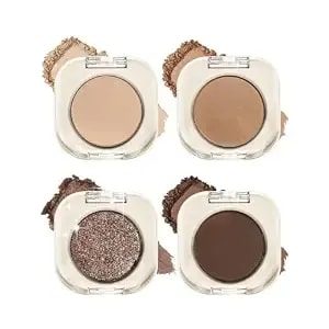 Nude Eyeshadow Palette Set 4 Colors, Matte & Shimmer Natural Brown Shades, Highly Pigmented Creamy Powder, Smooth Blendable Long-Lasting Eye Makeup, Travel Friendly Neutral Eyeshadow Kit Daily Look-A