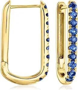 Ross-Simons 2.20 Ct. T.W. Sapphire Paper Clip Link Hoop Earrings In 18kt Gold Over Sterling