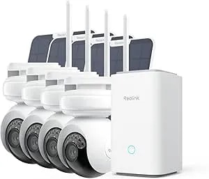 Reolink Home Hub With 4x Altas Pt Ultra+Solar Panel, 4k Solar Security Cameras Wireless Outdoor, Colorx Night Vision, 360° Auto Tracking, 500 Days Battery Life, Local Storage