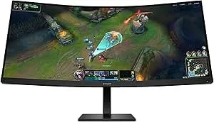HP OMEN 34 Inch WQHD 180Hz Curved Gaming Monitor, Wide QHD Display (3440 X 1440), VA Panel, VESA Displayhdr 400, 1ms MPRT (With Overdrive), AMD Freesync Premium Technology, Black, OMEN 34c G2 (2025)