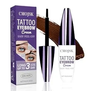 Cmojsk Tattoo Eyebrow Gel Easy Peel Off,Semi Permanent Eyebrow Gel,Eyebrows Tattooed Waterproof,Sweatproof,Eyebrow Stain,Natural-Looking, Long-Lasting,Brown