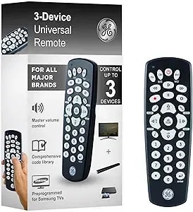Ge Universal Remote Control For Samsung, Vizio, Lg, Sony, Sharp, Roku, Apple Tv, Rca, Panasonic, Smart Tvs, Streaming Players, Blu-Ray, Dvd, 3-Device, Black, 34456
